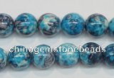 CRF59 15.5 inches 12mm round dyed rain flower stone beads wholesale