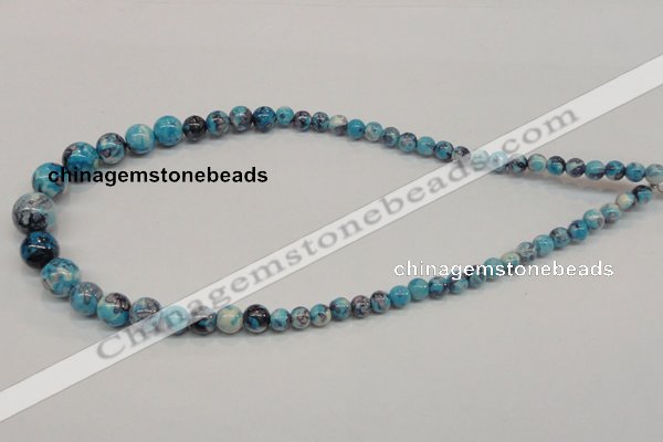 CRF64 15.5 inches multi sizes round dyed rain flower stone beads wholesale