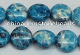 CRF69 15.5 inches 16mm flat round dyed rain flower stone beads