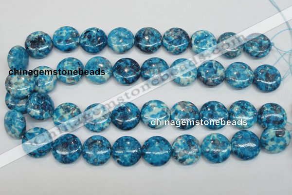 CRF70 15.5 inches 20mm flat round dyed rain flower stone beads