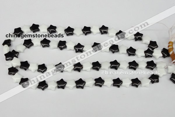 CRG01 15.5 inches 12*12mm star black & white agate beads wholesale