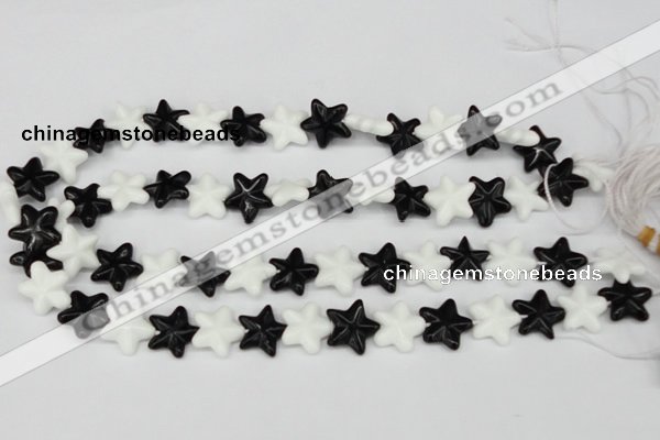 CRG23 15.5 inches 16*16mm star black & white agate gemstone beads