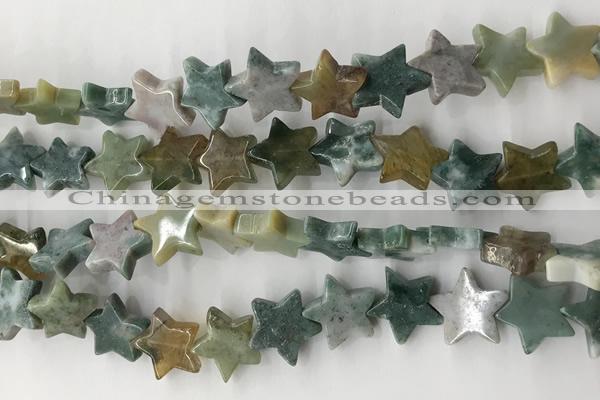 CRG42 15.5 inches 14mm flat star india agate gemstone beads wholesale