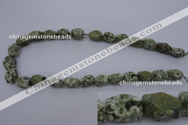 CRH131 15.5 inches 10*15mm faceted nuggets rhyolite gemstone beads
