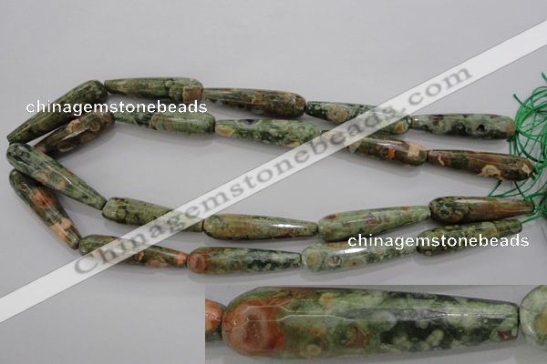 CRH134 15.5 inches 10*40mm faceted teardrop rhyolite gemstone beads