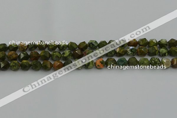 CRH162 15.5 inches 8mm faceted nuggets rhyolite gemstone beads