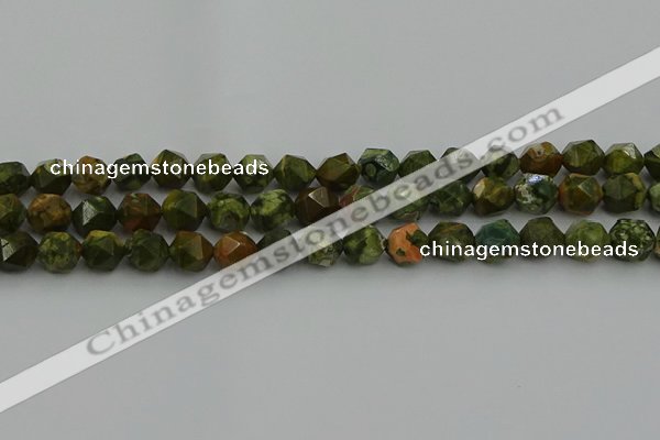 CRH163 15.5 inches 10mm faceted nuggets rhyolite gemstone beads