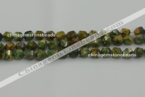 CRH164 15.5 inches 12mm faceted nuggets rhyolite gemstone beads