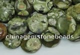 CRH36 15.5 inches 12mm flat round rhyolite beads wholesale