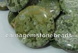 CRH40 15.5 inches 30mm flat round rhyolite beads wholesale