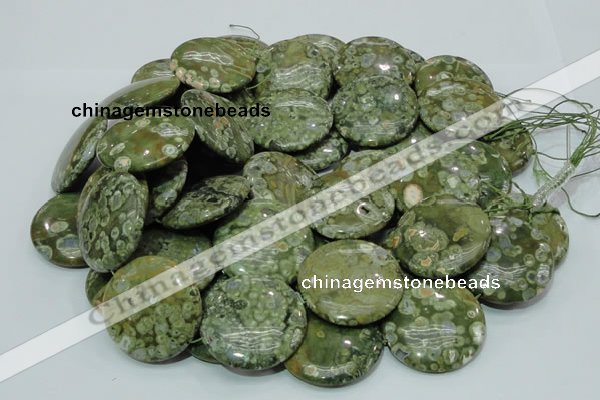 CRH41 15.5 inches 40mm flat round rhyolite beads wholesale