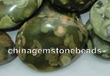 CRH50 15.5 inches 30*40mm flat teardrop rhyolite beads wholesale