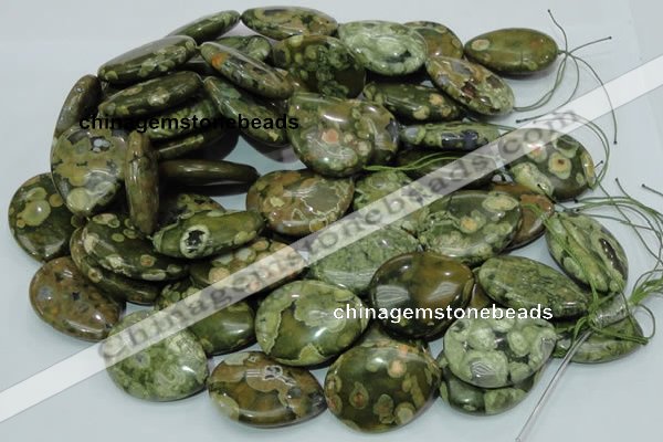 CRH50 15.5 inches 30*40mm flat teardrop rhyolite beads wholesale