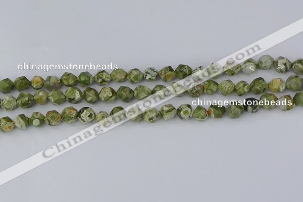 CRH535 15.5 inches 6mm faceted nuggets rhyolite gemstone beads