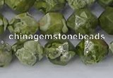 CRH537 15.5 inches 10mm faceted nuggets rhyolite gemstone beads