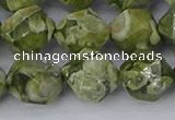 CRH538 15.5 inches 12mm faceted nuggets rhyolite gemstone beads