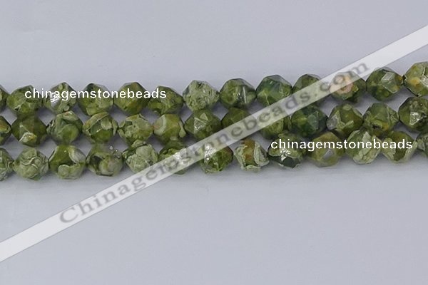 CRH538 15.5 inches 12mm faceted nuggets rhyolite gemstone beads