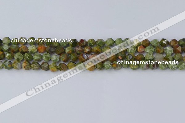 CRH541 15.5 inches 6mm faceted nuggets rhyolite beads wholesale