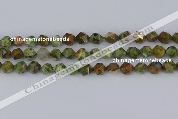 CRH544 15.5 inches 12mm faceted nuggets rhyolite beads wholesale