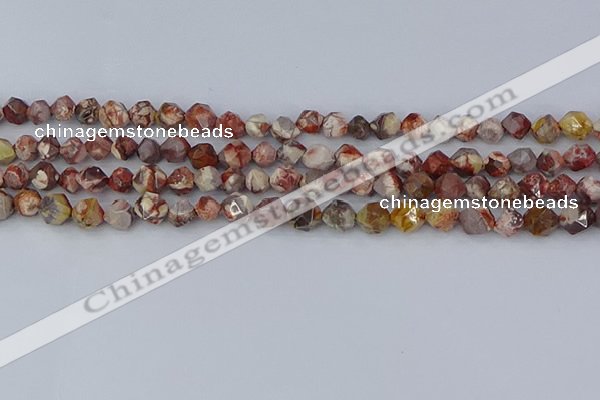 CRH547 15.5 inches 6mm faceted nuggets rhyolite gemstone beads