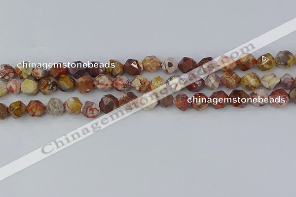 CRH548 15.5 inches 8mm faceted nuggets rhyolite gemstone beads