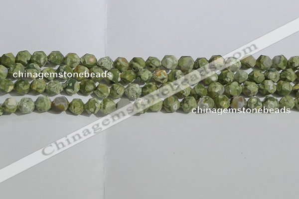CRH554 15.5 inches 8mm faceted nuggets matte rhyolite gemstone beads