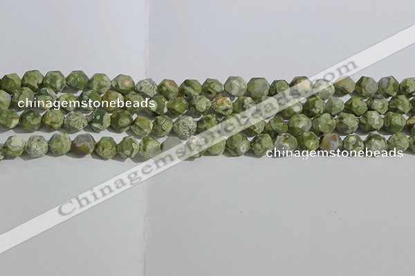 CRH554 15.5 inches 8mm faceted nuggets matte rhyolite gemstone beads