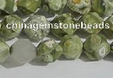 CRH555 15.5 inches 10mm faceted nuggets matte rhyolite gemstone beads