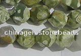 CRH556 15.5 inches 12mm faceted nuggets matte rhyolite gemstone beads