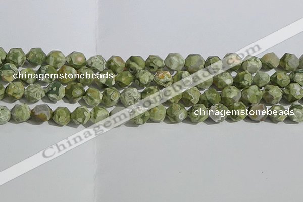 CRH556 15.5 inches 12mm faceted nuggets matte rhyolite gemstone beads
