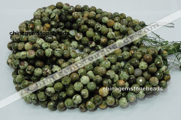 CRH57 15.5 inches 10mm faceted round rhyolite beads wholesale