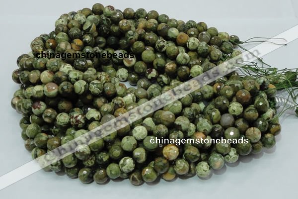 CRH58 15.5 inches 12mm faceted round rhyolite beads wholesale