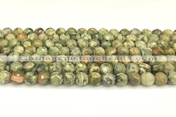 CRH580 15 inches 6mm faceted round rhyolite beads wholesale