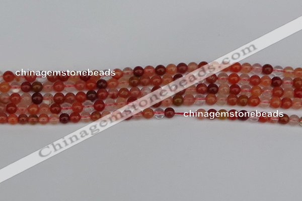 CRH600 15.5 inches 4mm round red rabbit hair quartz beads