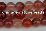 CRH601 15.5 inches 6mm round red rabbit hair quartz beads