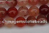 CRH602 15.5 inches 8mm round red rabbit hair quartz beads