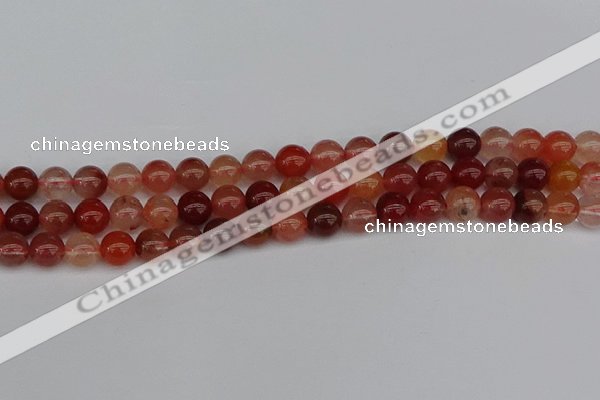 CRH602 15.5 inches 8mm round red rabbit hair quartz beads