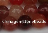 CRH604 15.5 inches 12mm round red rabbit hair quartz beads