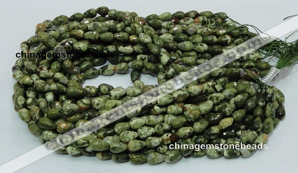 CRH64 15.5 inches 10*14mm faceted teardrop rhyolite beads wholesale