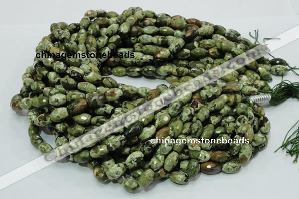 CRH66 15.5 inches 7*11mm faceted rice rhyolite beads wholesale