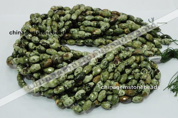 CRH67 15.5 inches 8*13mm faceted rice rhyolite beads wholesale