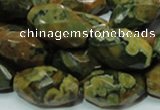 CRH69 15.5 inches 15*25mm faceted rice rhyolite beads wholesale