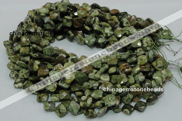 CRH73 15.5 inches 12*12mm faceted rhombic rhyolite beads wholesale