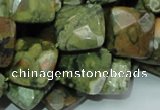 CRH74 15.5 inches 15*15mm faceted rhombic rhyolite beads wholesale