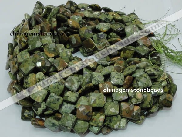 CRH74 15.5 inches 15*15mm faceted rhombic rhyolite beads wholesale