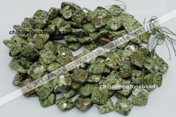 CRH75 15.5 inches 20*20mm faceted rhombic rhyolite beads wholesale