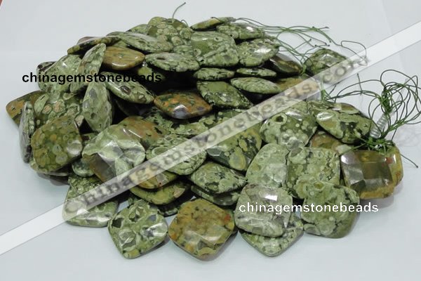 CRH77 15.5 inches 30*30mm faceted rhombic rhyolite beads wholesale