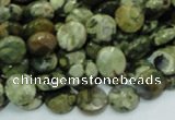 CRH83 15.5 inches 10mm faceted flat round rhyolite beads wholesale