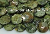 CRH84 15.5 inches 12mm faceted flat round rhyolite beads wholesale