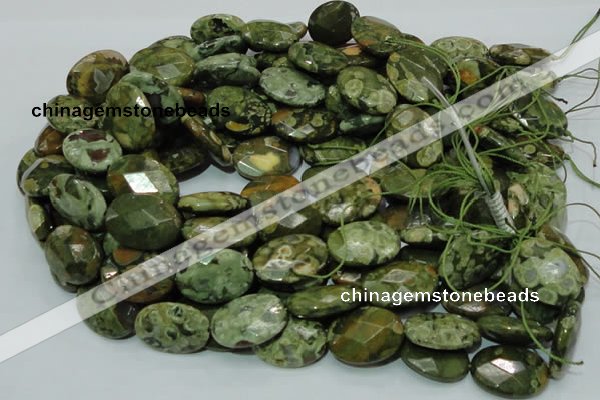 CRH92 15.5 inches 18*25mm faceted oval rhyolite beads wholesale